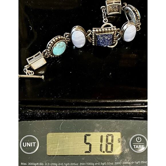 Whitney Kelly Sterling Silver Multi Gemstone Turquoise Lapis MOP Bracelet- 51.8g - Picture 16 of 16